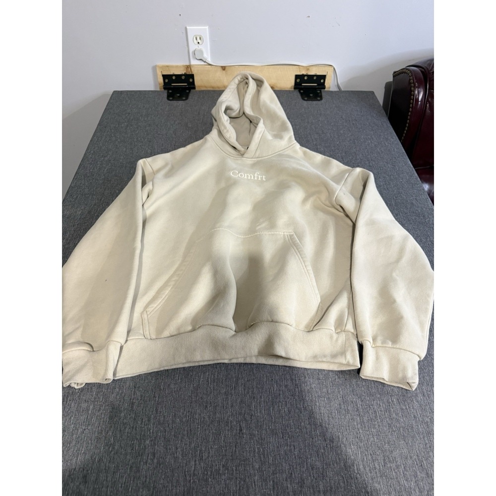 Comfrt Unisex Beige Hoodie Sz M Comfortable Cozy Relax